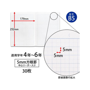 キョクトウ スクールノート B5 5mm方眼 チェック柄グリーン グリーン1冊 F887829-LMC5GG-イメージ2