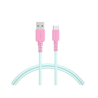 MOTTERU バイカラーシリコン USB-A to USB-Cケーブル(1．0m) ミントフラミンゴ MOT-BCAC100-MF