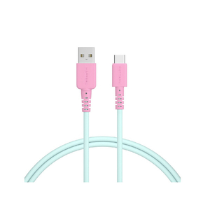 MOTTERU バイカラーシリコン USB-A to USB-Cケーブル(1．0m) ミントフラミンゴ MOT-BCAC100-MF-イメージ1