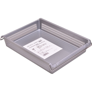 伊藤忠リーテイルリンク スタックトレー メタルハンドル付 浅型 小 グレー 1個 FCJ269F-STA4S-イメージ1