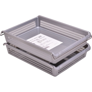伊藤忠リーテイルリンク スタックトレー メタルハンドル付 浅型 小 グレー 1個 FCJ269F-STA4S-イメージ2