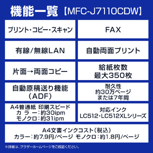 ブラザー A3対応インクジェット複合機 PRIVIO ホワイト MFC-J7110CDW-イメージ4