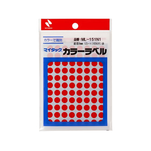 ニチバン マイタックカラーラベル 赤 直径8mm 88片×12シート FC251NU-ML-151N1-イメージ1