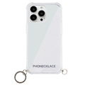 PHONECKLACE iPhone 13 Pro Max用ストラップ用リング付きクリアケース ガンブラックチャーム ガンブラックチャーム PN21617I13PMBK
