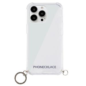 PHONECKLACE iPhone 13 Pro Max用ストラップ用リング付きクリアケース ガンブラックチャーム ガンブラックチャーム PN21617I13PMBK-イメージ1