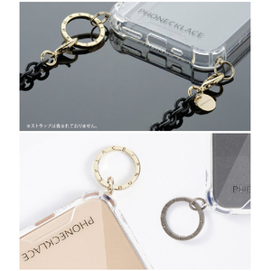 PHONECKLACE iPhone 13 Pro Max用ストラップ用リング付きクリアケース ガンブラックチャーム ガンブラックチャーム PN21617I13PMBK-イメージ10