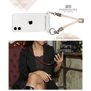 PHONECKLACE iPhone 13 Pro Max用ストラップ用リング付きクリアケース ガンブラックチャーム ガンブラックチャーム PN21617I13PMBK-イメージ12