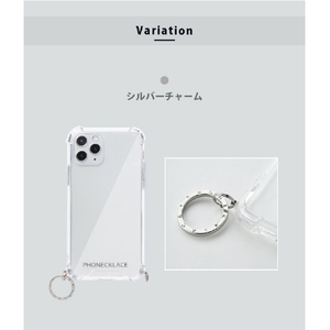 PHONECKLACE iPhone 13 Pro Max用ストラップ用リング付きクリアケース ガンブラックチャーム ガンブラックチャーム PN21617I13PMBK-イメージ13