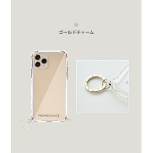 PHONECKLACE iPhone 13 Pro Max用ストラップ用リング付きクリアケース ガンブラックチャーム ガンブラックチャーム PN21617I13PMBK-イメージ14
