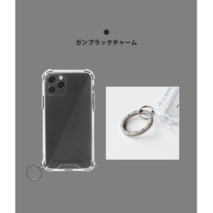 PHONECKLACE iPhone 13 Pro Max用ストラップ用リング付きクリアケース ガンブラックチャーム ガンブラックチャーム PN21617I13PMBK-イメージ15