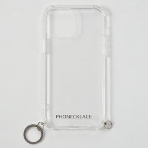 PHONECKLACE iPhone 13 Pro Max用ストラップ用リング付きクリアケース ガンブラックチャーム ガンブラックチャーム PN21617I13PMBK-イメージ2