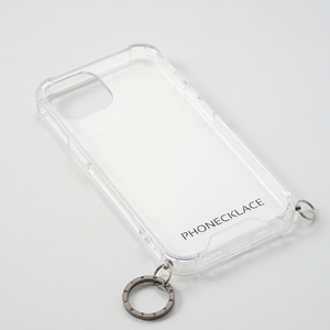 PHONECKLACE iPhone 13 Pro Max用ストラップ用リング付きクリアケース ガンブラックチャーム ガンブラックチャーム PN21617I13PMBK-イメージ4