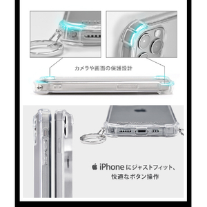 PHONECKLACE iPhone 13 Pro Max用ストラップ用リング付きクリアケース ガンブラックチャーム ガンブラックチャーム PN21617I13PMBK-イメージ9