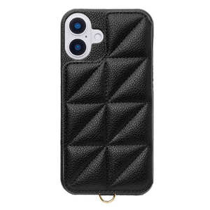 ユニケース iPhone 16 Plus用Triangle Puffy Case ブラック UNI-CSIP24L-2TPBK-イメージ1