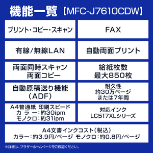 ブラザー A3対応インクジェット複合機 PRIVIO ホワイト MFC-J7610CDW-イメージ4