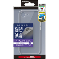 エレコム iPhone 16e用ハイブリッドケース 極限 メタルステッカー付 クリア PM-A25SHVCKKCR