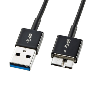 サンワサプライ USB3．0マイクロケーブル(A-MicroB) 超ごく細(0．3m) ブラック KU30-AMCSS03K-イメージ1