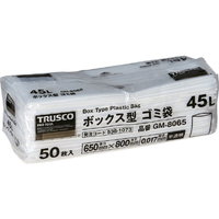 トラスコ ボックス型 ゴミ袋 ４５Ｌ ８００×６５０×０．０１７ 半透明 ５０枚入 取っ手付なしタイプ GM-8065