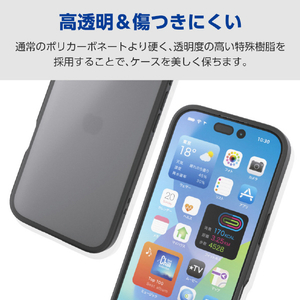 エレコム iPhone17e/16e用 ハイブリッドケース 極限Plus メタルステッカー付 マットブラック PM-A25SHVCKKPBK-イメージ6