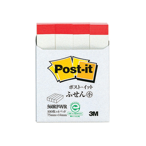 3M ポスト・イット ふせん小 再生紙 75×14mm ホワイト（赤帯） 4冊 F808149-560RP-W/R-イメージ1