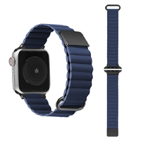 GAACAL Apple Watch Series 1-8/SE1-2/ULTRA(42/44/45/49mm)用マグネット式PUレザーバンド ネイビー W00186NB