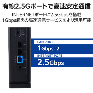 エレコム Wi-Fi 7 2882+688Mbps セキュリティ搭載2．5Gルーター ブラック WRC-BE36QSD-B-イメージ5