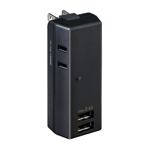 エルパ 耐雷USBタップ 2個口 2ポート 2．4A ブラック UA-222SB(BK)-イメージ2