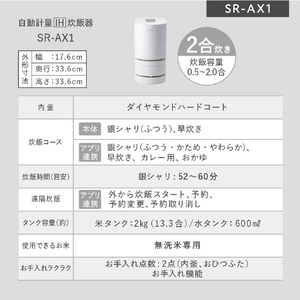 パナソニック 自動計量IH炊飯器(2合炊き) ホワイト SR-AX1-W-イメージ16