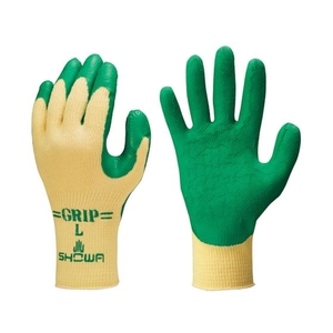 ショーワグローブ 天然ゴム背抜き手袋 NO313グリップ(ソフト) 3双入り 緑 L FC218FK-4410521-イメージ1