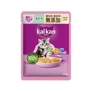 マースジャパン カルカンパウチ 12ヵ月までの子ねこ用 やわらかパテ まぐろ 着色料・発色剤 無添加 60g FCD025G-イメージ1
