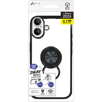 エアージェイ iPhone 16用リングスタンドケース ブラック AC-P24-MR BK
