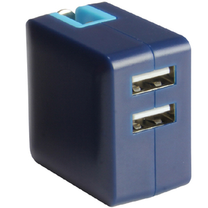 イツワ商事 USB2ポート AC充電器 コンパクトタイプ ブルー MCAA2003BU-イメージ3