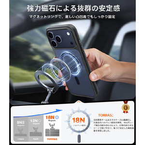 TORRAS iPhone17 Pro用複合素材PC+TPUケース TORRAS GUARDIAN-MAG ブラック X00FX2894-イメージ8
