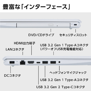 NEC ノートパソコン e angle select LAVIE N15 パールホワイト PC-N1570FAW-E3-イメージ9