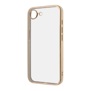 レイアウト iPhone 16e用Like standard 精密設計 カメラ保護 衝撃吸収 バンパー メタリック TPUソフトケース ピンクゴールド RT-P50PFC2/PGM-イメージ1