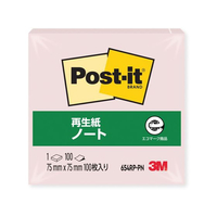3M ポスト・イット ノート 再生紙 75×75mm ピンク 1冊 F808158-654RP-PN