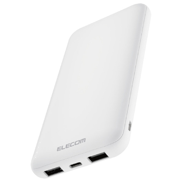 エレコム 薄型モバイルバッテリー(10000mAh/15W) ホワイト DE-SP01-10000WH