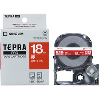 キングジム テプラ PROテープカートリッジ カラーラベル(ビビッド) 18mm幅 赤/白文字 SD18R