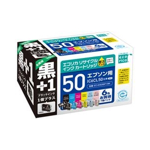 エコリカ リサイクルインクカートリッジ 6色パック+ICBK50互換 ECI-E506P+BK エコリカ リサイクルインクカートリッジ 6色パック+ICBK50互換 ECI-E506P+BK