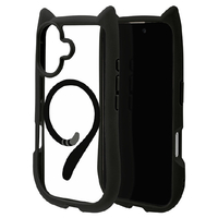 ラスタバナナ iPhone 16用MIMI 猫耳ハイブリッドケース TPU×PC MAGSAFE対応 ブラック 8147IP461HPMBK