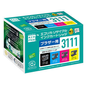 エコリカ ブラザー用リサイクルインクカートリッジ LC3111-4PK FC90326-ECI-BR3111-4P-イメージ1