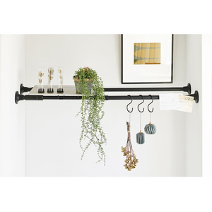 アイリスオーヤマ 木製シェルフ 伸縮棒用 幅約40cm ブラック／グレー FCJ849V-WSS-40-イメージ2