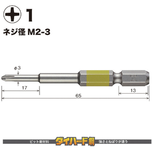 ベッセル（ＴＮ） 剛彩ビット　２本組　（片頭）　＋１×６５ｍｍ GS161065-イメージ2