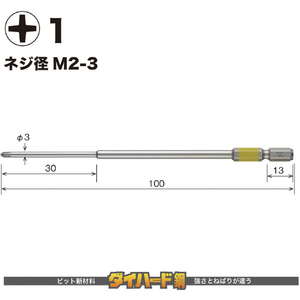 ベッセル（ＴＮ） 剛彩ビット　２本組　（片頭）　＋１×１００ｍｍ GS161100-イメージ2