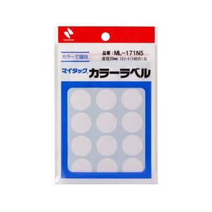 ニチバン マイタックカラーラベル 白 直径20mm 15片×12シート FC271NU-ML-171N5-イメージ1