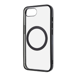 レイアウト iPhone 16e用Like standard MagSafe対応 マグネットアクセサリー対応 衝撃吸収 バンパー マット メタリック ハイブリッドケース ブラック RT-P50MG3/BM-イメージ1