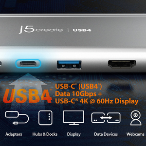 j5 create USB4 デュアルディスプレイ4K マルチハブ スペースグレー JCD401-イメージ6