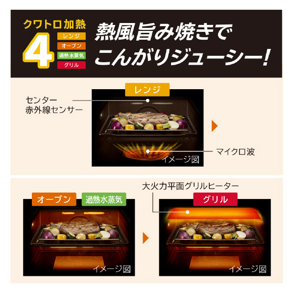 日立 過熱水蒸気オーブンレンジ e angle select ヘルシーシェフ フロストブラック MRO-WBE3-K 300℃