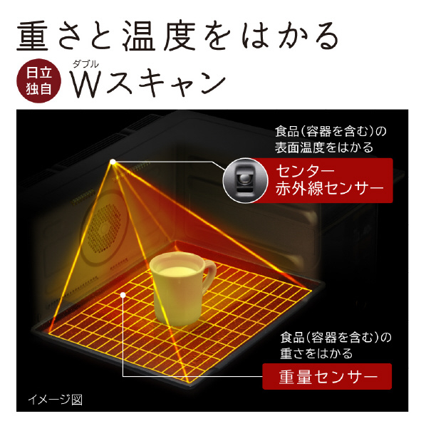日立 過熱水蒸気オーブンレンジ e angle select ヘルシーシェフ フロストブラック MRO-WBE3-K 300℃