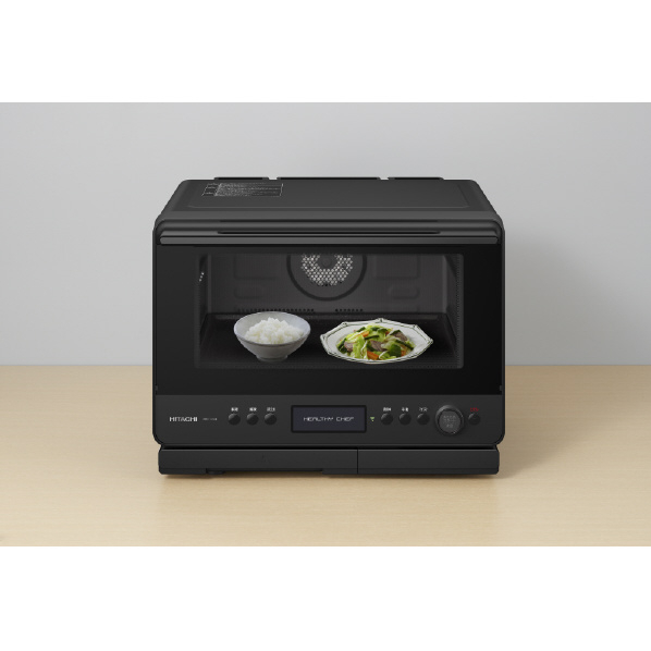 日立 過熱水蒸気オーブンレンジ e angle select ヘルシーシェフ フロストブラック MRO-WBE3-K 300℃
